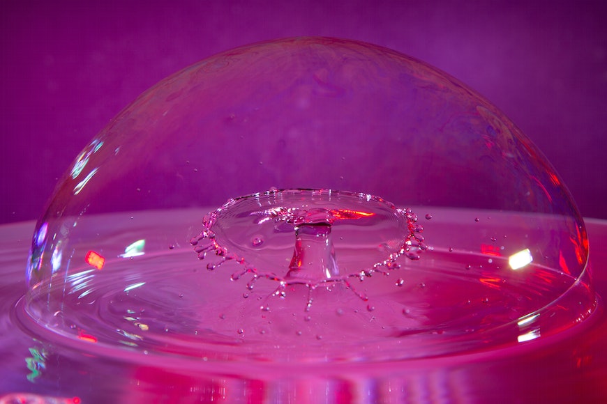 Pink bubble droplet