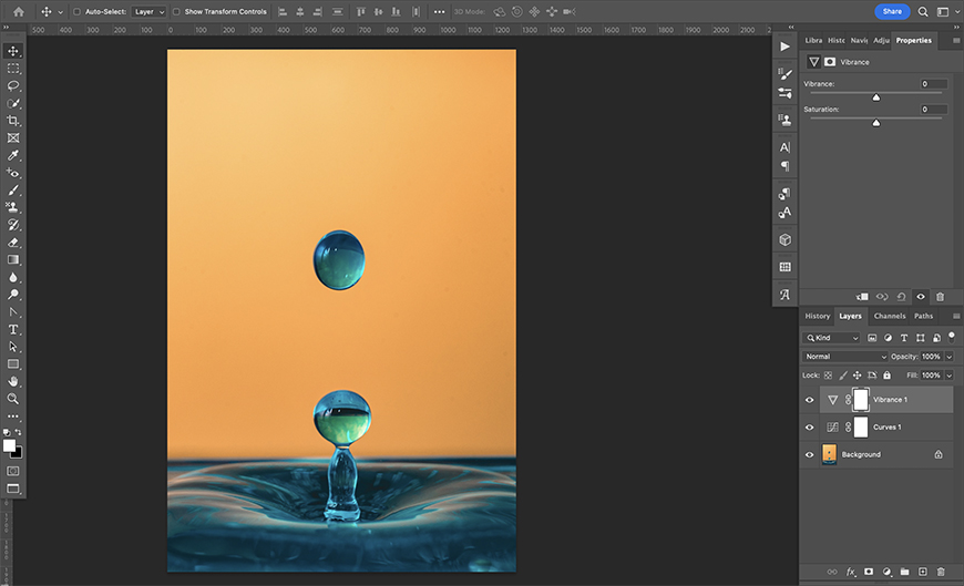 Post processing water droplet photograph