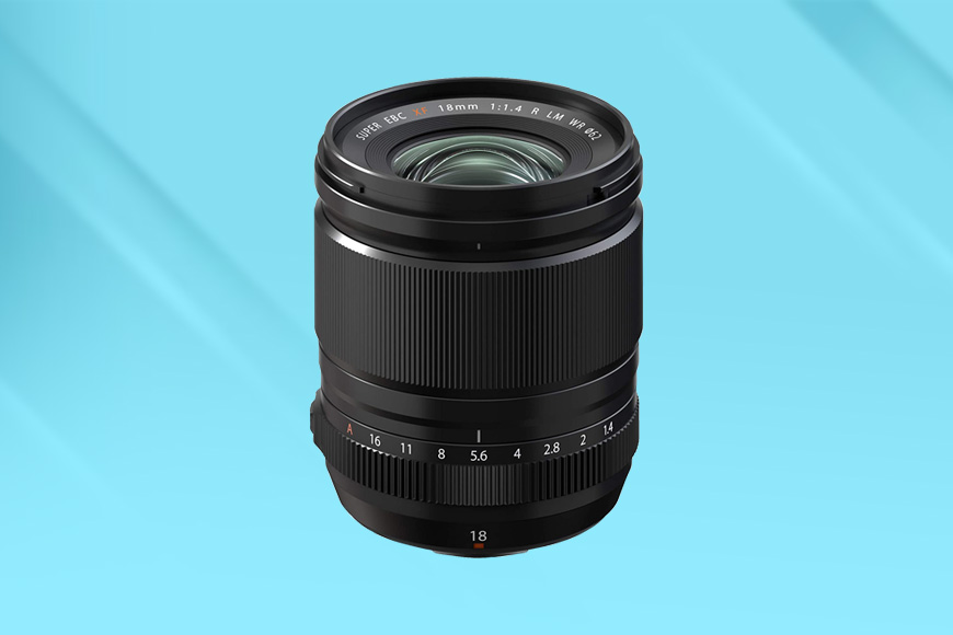 a camera lens on a blue background.
