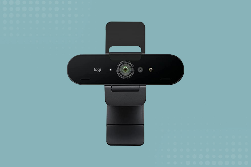 a black webcam with a camera attached to it.