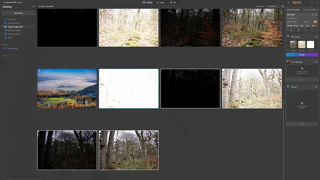 A selection of photographs shot with bracketed exposures