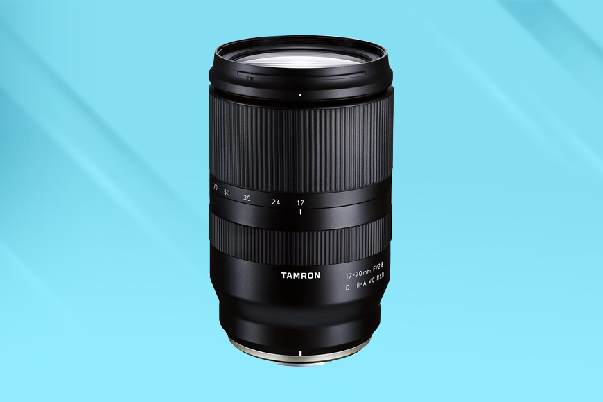 a close up of a camera lens on a blue background.