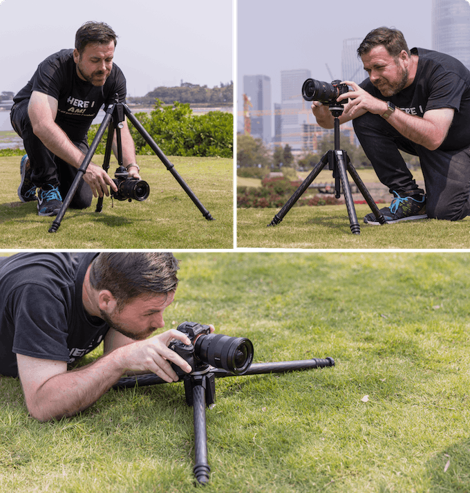 multiple photos of different tripod layouts