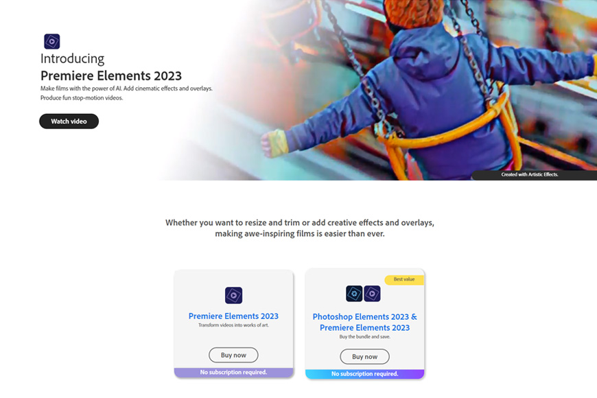 a screenshot of a website Adobe Elements.