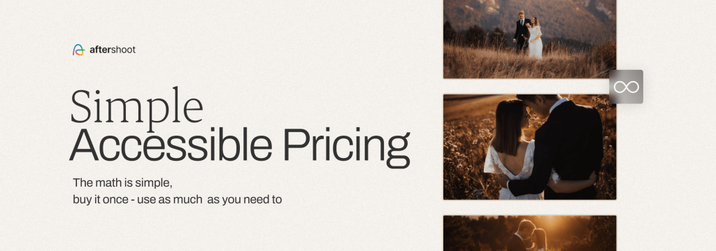 a couple standing in a field with the text simple accessible pricing.
