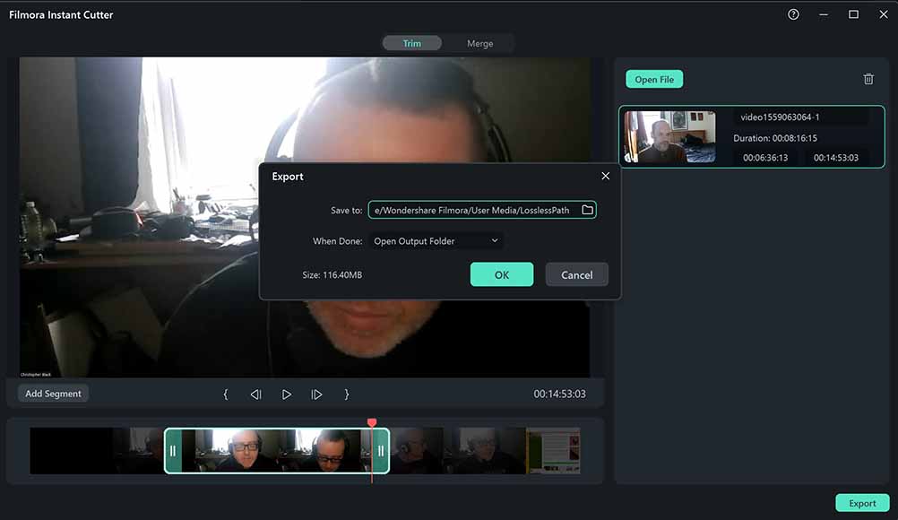 a screen shot of a video export options.