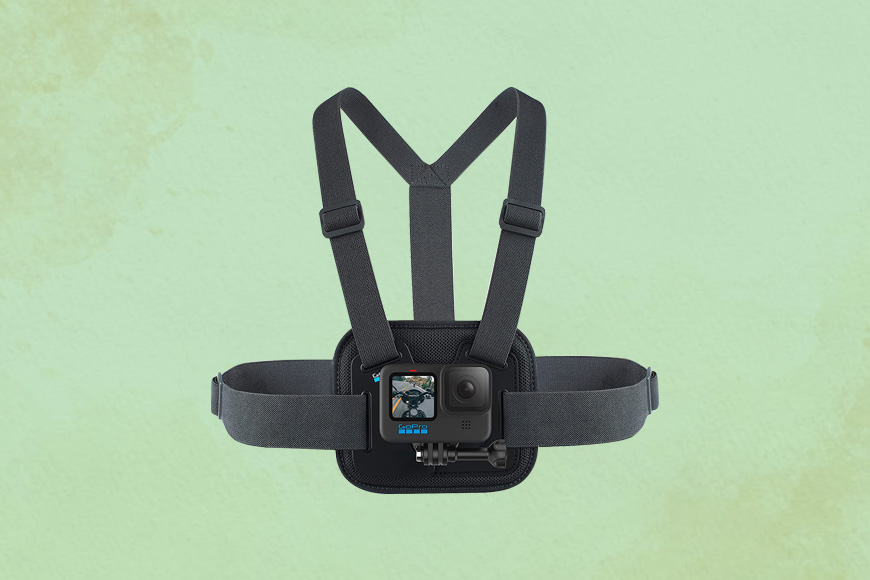 Go pro Chest strap on green background