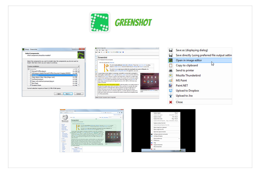 a screen shot of Greenshot home page