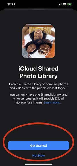 the icloud shared photo library on an iphone.