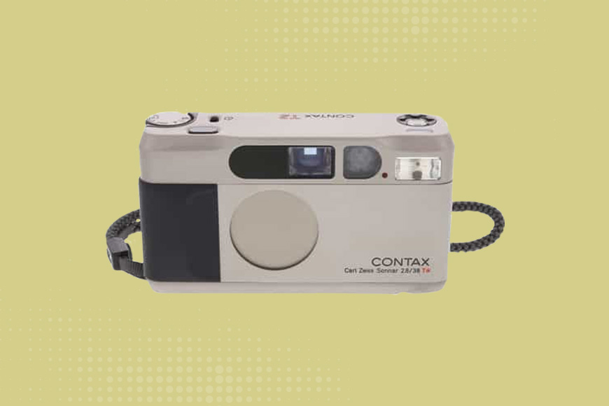 Contax T2 on a yellow background