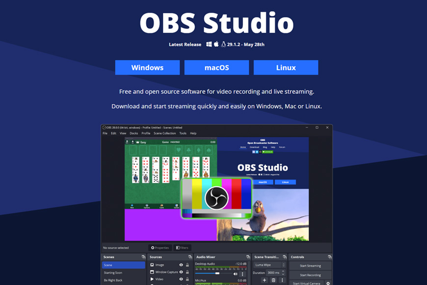 a screenshot of OBS Studio homepage