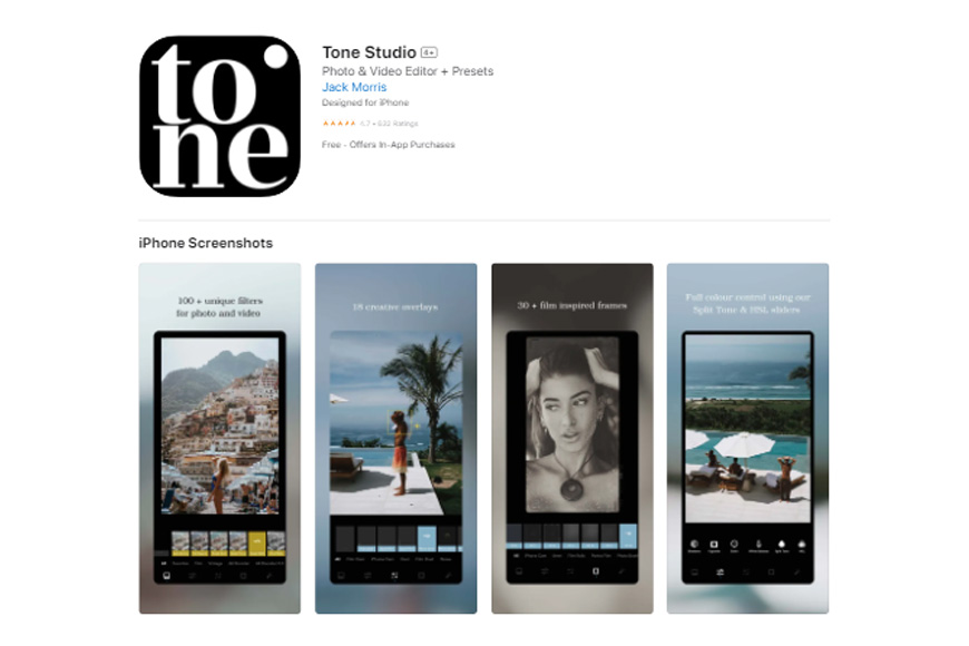 a screen shot of Tone Studio App homepage