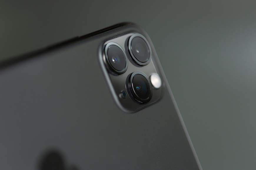 a close up view of the camera on an iPhone.