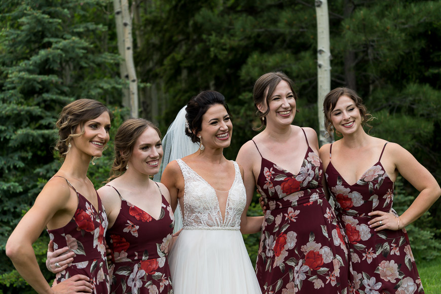 a bride and four friends