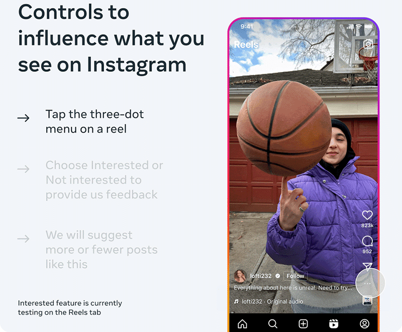 instagram controls to influence what you see on instagram screenshot.