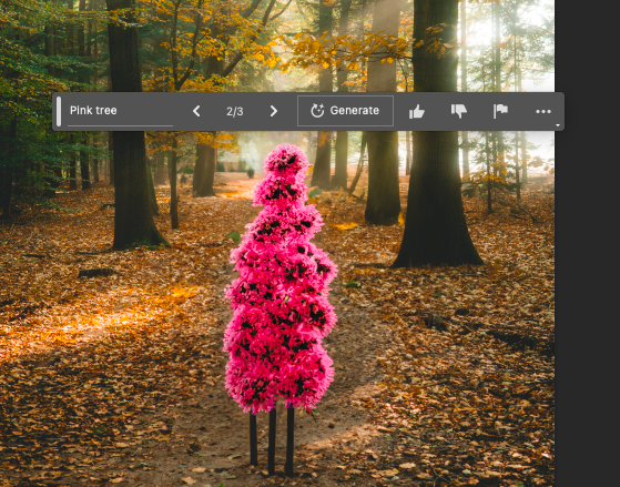 AI Generative tool pink tree tall
