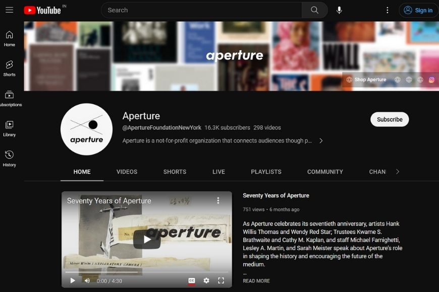 Aperture on YouTube