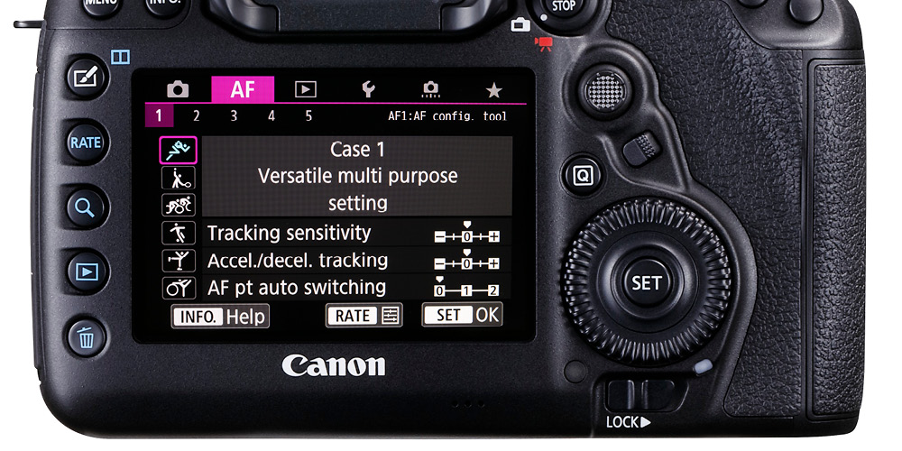 a digital camera with a screen showing the settings.
