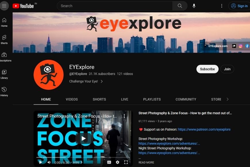 a screen shot of the eyeexplore youtube channel.