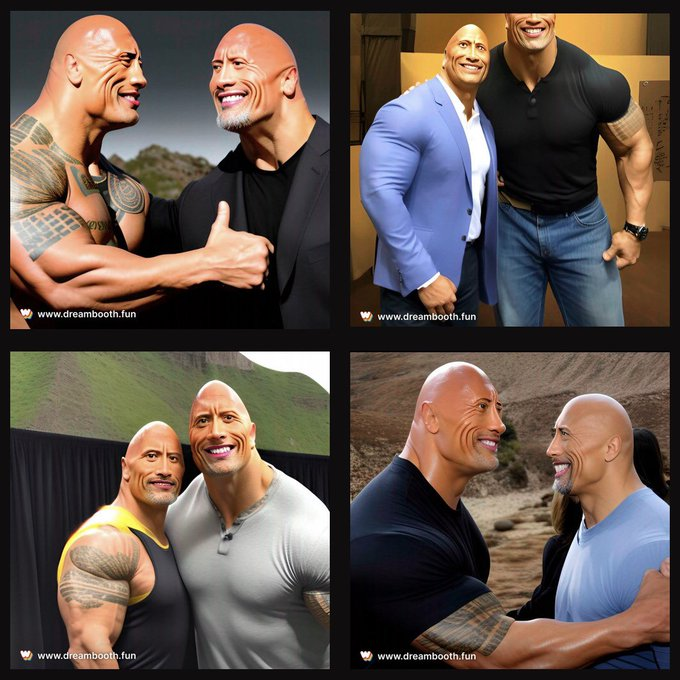 a collage of photos of the rock and dwayne.