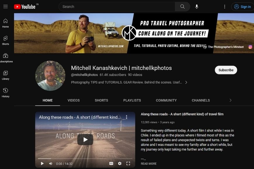 Mitchell Kanashkevich's youtube channel