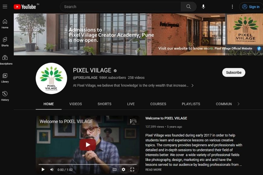 a screen shot of the youtube page for pixel village.