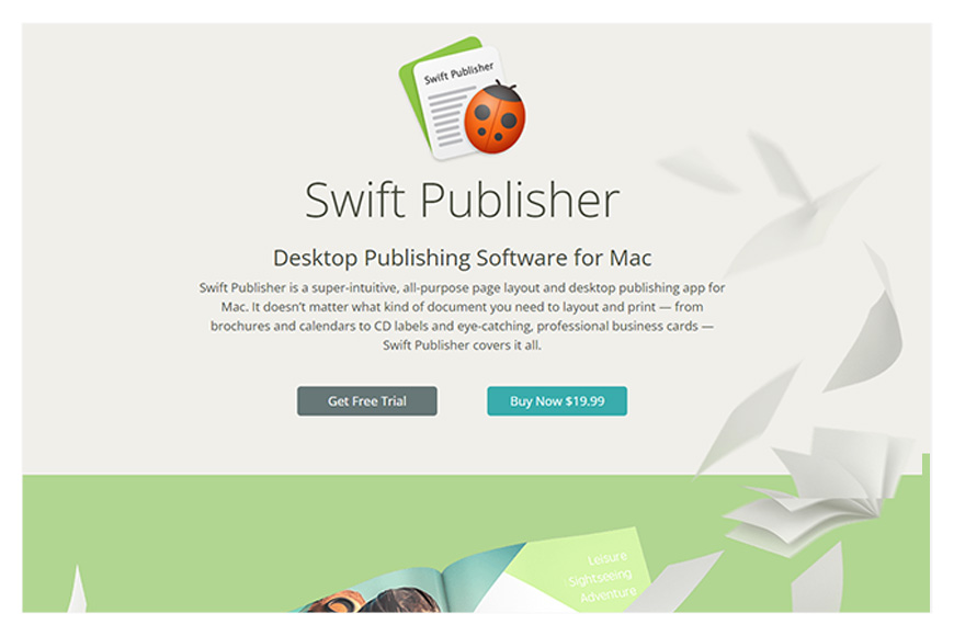a screenshot of Swift Publisher home page
