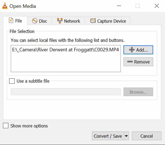 a screenshot of the open media file window.