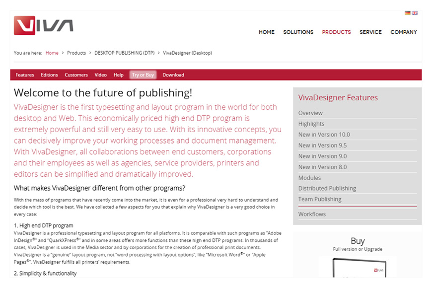 a screenshot of VivaDesigner homepage