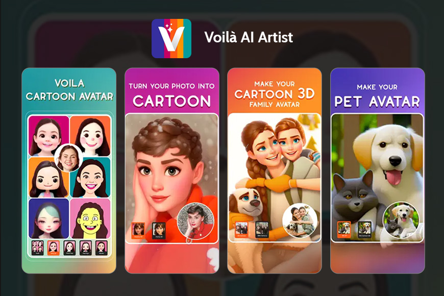 A screenshot of Voilà AI Artist app homepage.