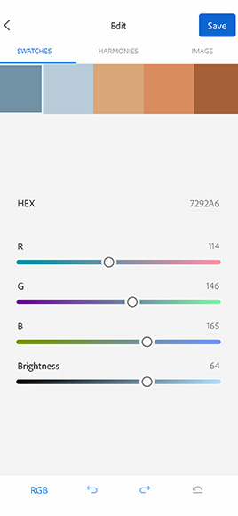 a screenshot of the color picker on the iphone.