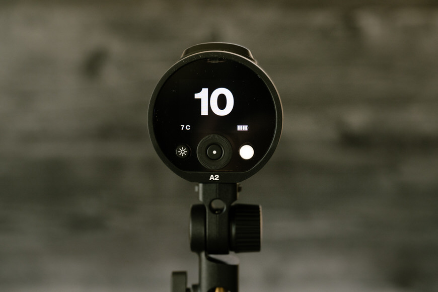 a close up of the Profoto A2 LCD display.