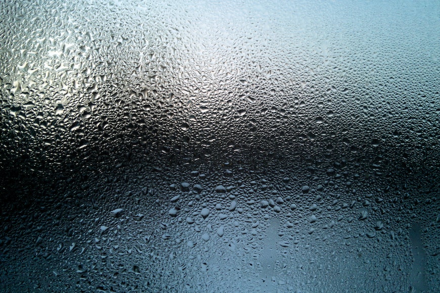 water droplets on a window.