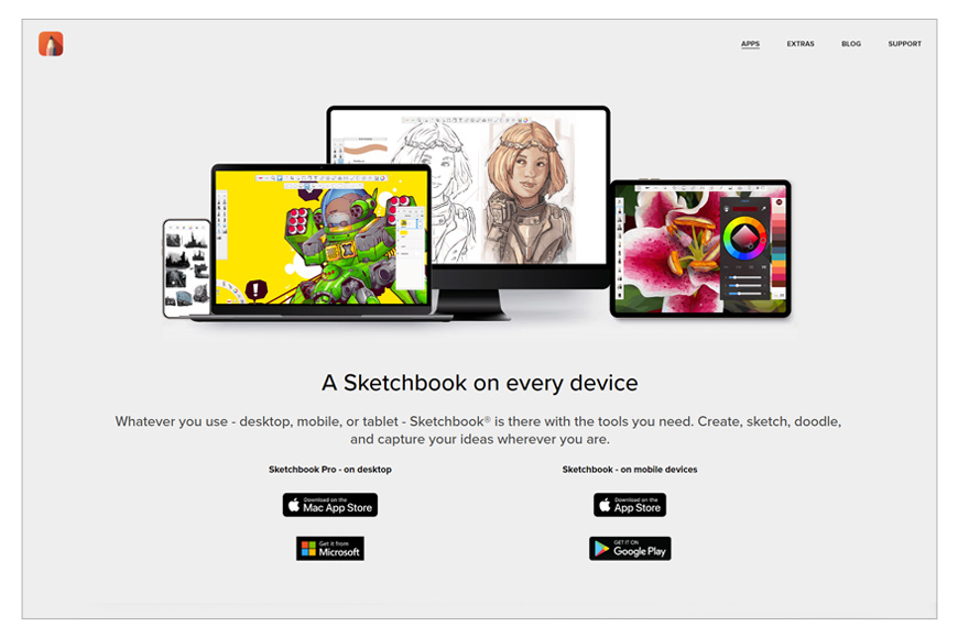 a screenshot of Autodesk Sketchbook homepage