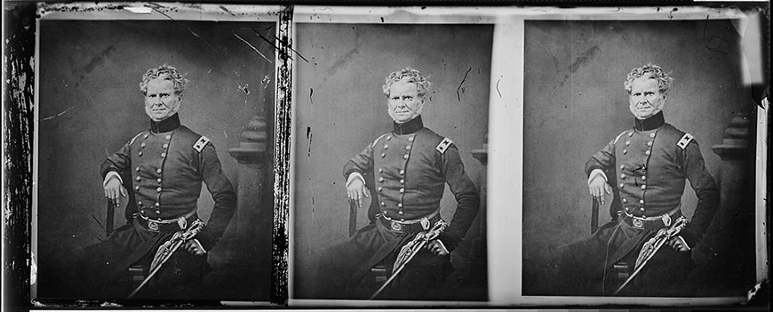 three photos of a man in uniform.