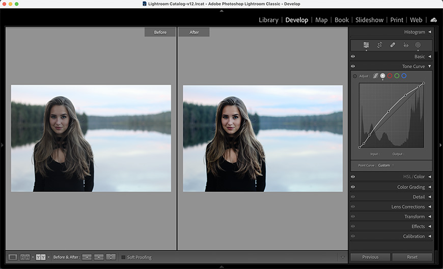 a photo of a woman in lightroom.