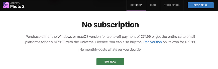 A screen shot of the no subscription page.