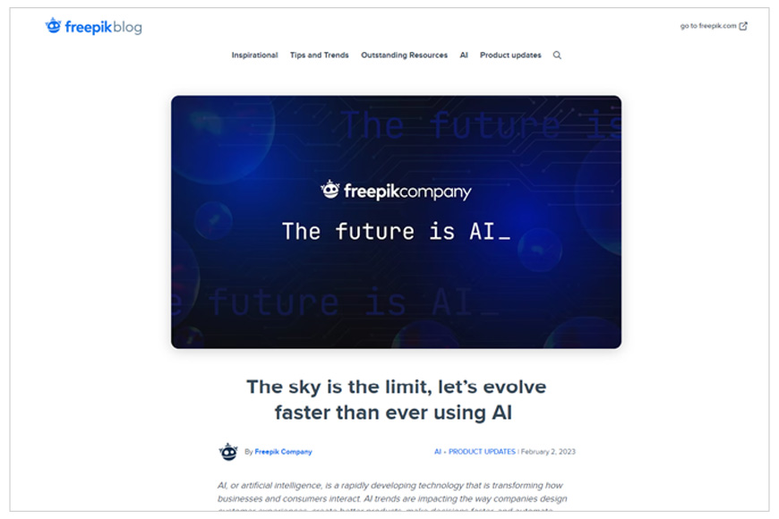 A screenshot of Freepik homepage.