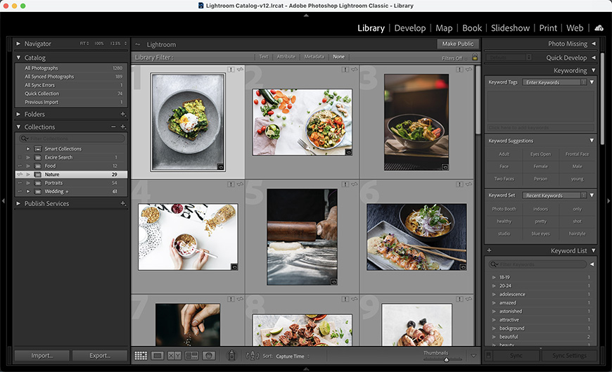 A screen shot of the photo editor in lightroom.