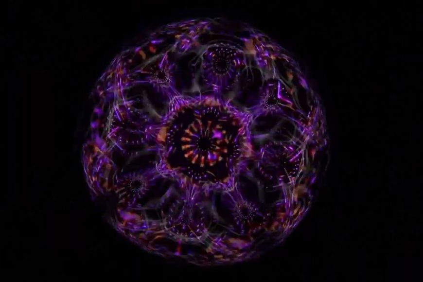 A purple sphere on a black background.