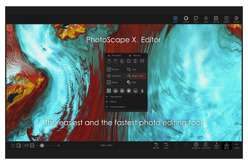 Photoscape x editor screenshot of homepage.