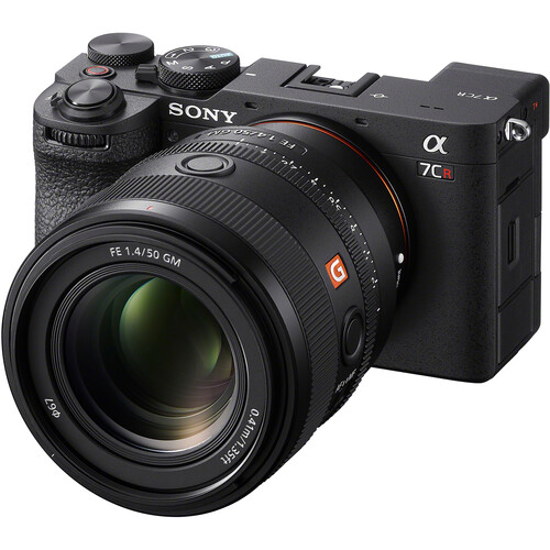 The sony a7rii camera with a lens attached.
