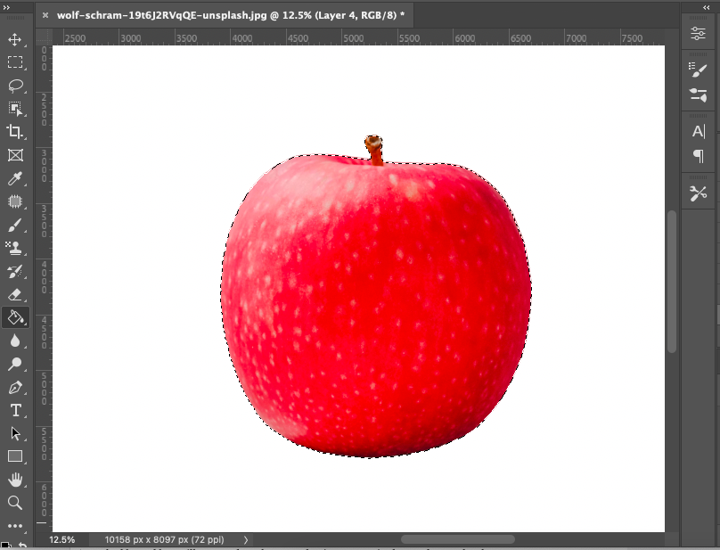 A red apple in adobe photoshop.