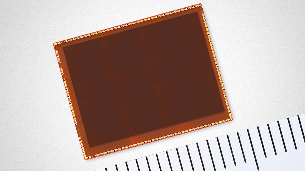 An image of a square - shaped chip on a white surface.