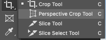 The perspective crop tool in adobe.