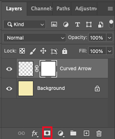 Adobe photoshop - how to create a curved arrow in layers.
