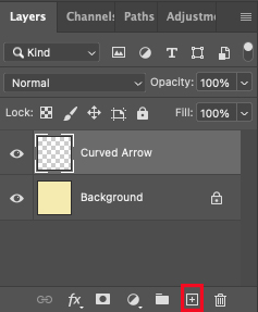 curved arrow create in Photoshop