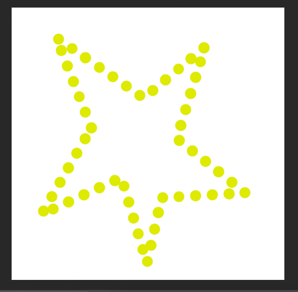 A yellow star is drawn on a white background.