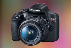 Canon eos rebel t7 with lens attached