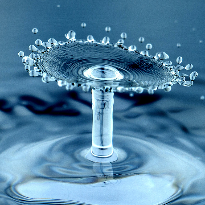 A drop of water in the water.